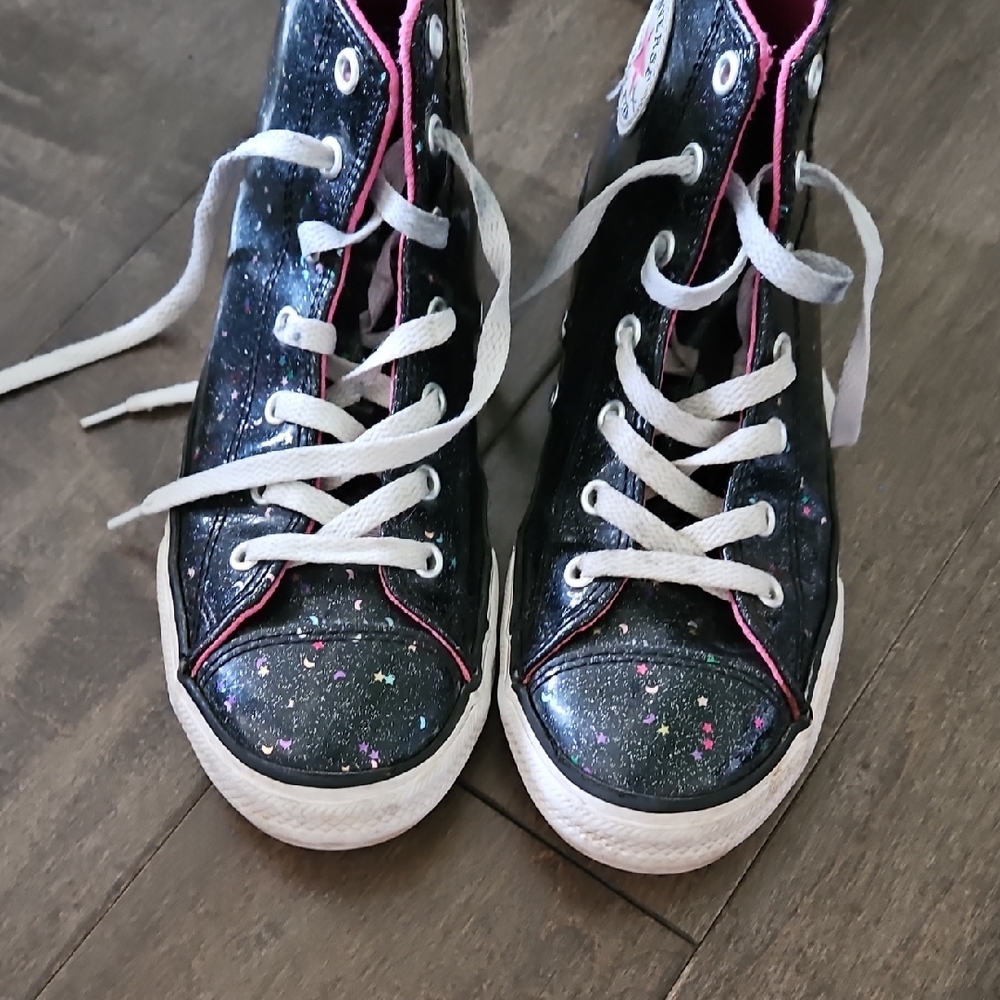 Converse Kids High-Top Sneakers - Black with Pink and White